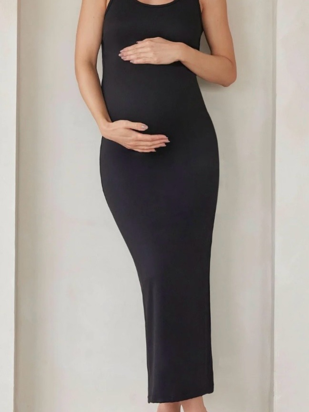 The Maternity Dress- Bumpsuit Black Scoop-Neck Maxi Dress